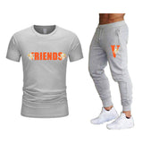 Vlone T Shirts & Pants 2 Piece Set Men'S Summer T-Shirt Short Sleeve Sports And Leisure