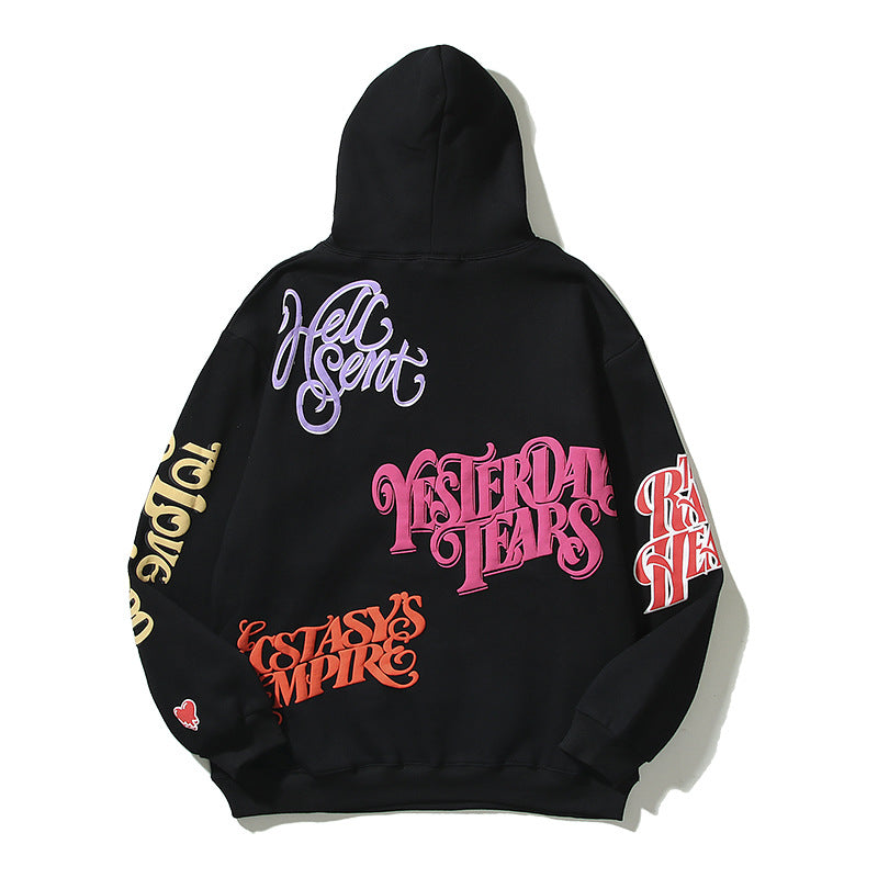 Kanye West Sunday Service Hoodie Autumn Winter Retro Full Printed Love Foam Logo Hoodie Couple