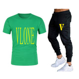Vlone T Shirts & Pants 2 Piece Set Short-Sleeved Trousers Casual Summer Trousers For Men