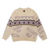 Men Sweater Letter Jacquard Color Matching Knitted Sweater Men's round Neck Sweater