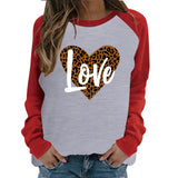 Valentine's Day T Shirt Long Sleeve Valentine's Day Women's Long Sleeve Long Sleeve Women's round Neck