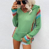 Women Pullover Knit Sweater Autumn and Winter Hooded Sweater Sweater Coat