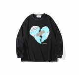 Man Fall Outfits Letter Foam Printed Crew Neck Sweatshirt Men and Women Autumn Loose Long Sleeve T-shirt