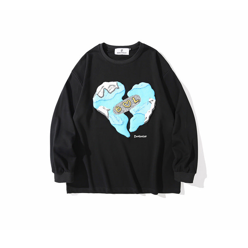 Man Fall Outfits Men's T-shirt Loose Printed Thin Sweater Base