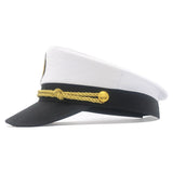 Captains Hat White Military Cap Embroidered Flat Top Sailor Men and Women