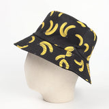 Bucket Hat Fishing Cap Cotton Print Fisherman Hat Fruit Banana Stamp Summer Leisure Sun Hat