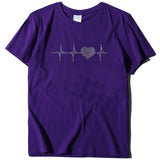 Valentine's Day T Shirt ECG Heart-Shaped Rhinestone Summer Large Size Top