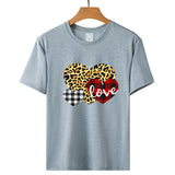 Valentine's Day T Shirt Men's and Women's Heart Printing Pullover Cotton Short Sleeve Women's T-shirt