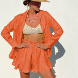 Gloria Vanderbilt Long Sleeve Loose Shorts Ruffled