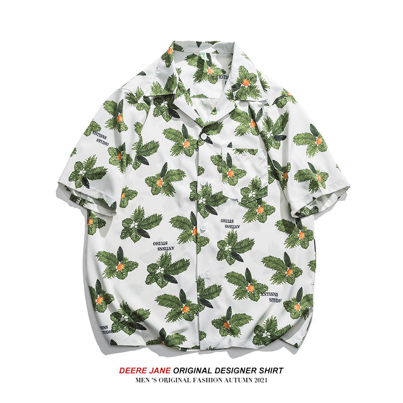Men Shirts Summer Short Sleeve Men's Loose Trendy Half-Sleeved Casual Shirt