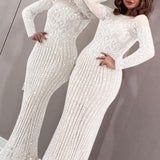 Long Homecoming Dresses Sexy Bronzing Long Sleeve Ball Gown Dress