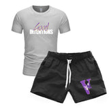 Vlone T Shirts & Shorts 2 Piece Set Men'S Short Sleeve Sports Beach