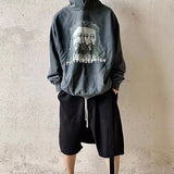 Nirvana Hoodie False Perception Jesus Heart Print Distressed Loose Hooded Sweater
