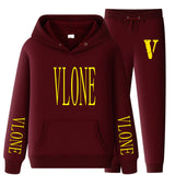 Vlone Hoodie & Pants 2 Piece Set Spring And Autumn Casual Sweater Loose Top