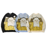 Men Sweater Lamb Pattern Brocade Sweater Men 'S Round Neck Pullover