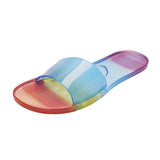 Women Open Toe Sandals Flats Summer Candy Color Flat One-Line Casual Slippers