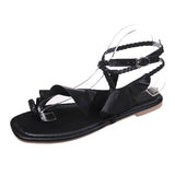 Women Open Toe Sandals Flats Summer Ruffles Flat Large Size Sandals