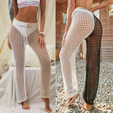 Coachella Music Festival Outfits Casual Hollow-Out Spliced Women 'S Trousers Sexy Beach Trousers