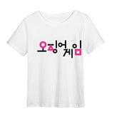 Squid Game Costume Women's Printed Loose Cotton Crew Neck Short Sleeves T-shirt Women