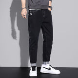 Cuffed Cargo Pants Men's Jeans Trendy Slim Casual Simple Elastic Straight