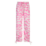Julia Fox Low Rise Jeans Wavy Lace-up Woven Pants Ankle Banded Pants