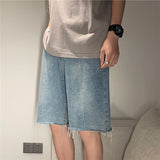 Men Denim Shorts Men's Summer Student Loose Wide Leg
