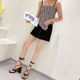 White Strappy Heels Autumn Triangle Heel Roman Lace-up High-Heeled Sandals Women