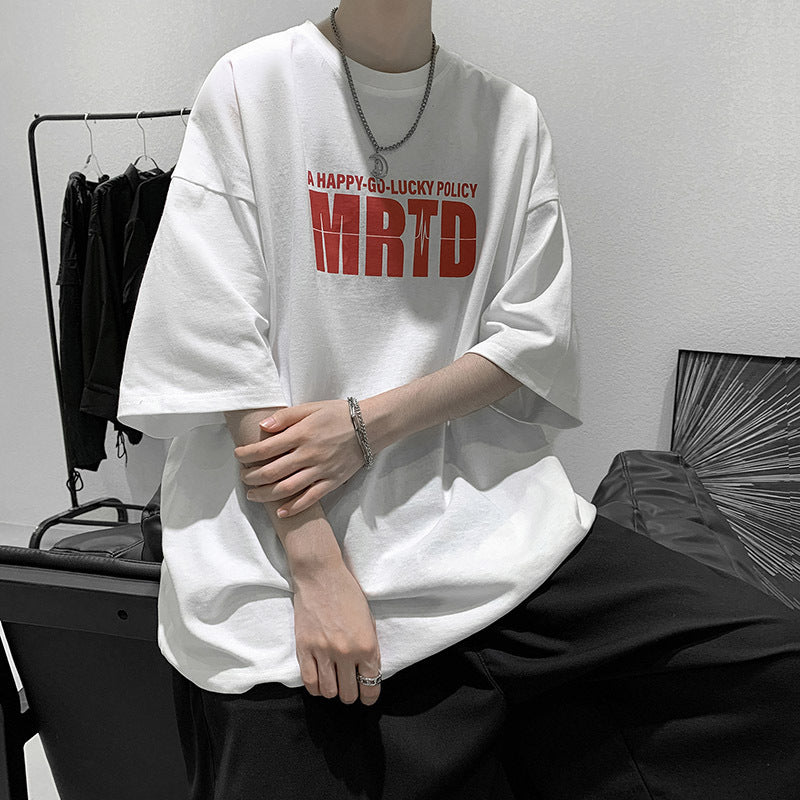 Men T-Shirts Loose Printed Half Sleeve