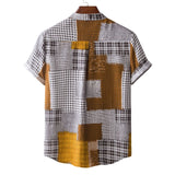 Camp Collar Shirt Floral Color Matching Short Sleeve