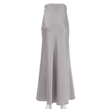 MIDI Mauve Skirt Autumn Mid-Length Skirt Summer Fishtail Skirt Ice Silk Purple