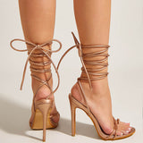 Nude Strappy Heels Sandals High Heels