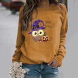 Halloween Costumes Pattern Printing Long Sleeve Crew Neck Sweater Female