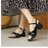 Nude Low Block Heel Word Sandals with Chunky Heels