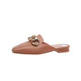 Finn Chain Pointed Toe Mule Summer Low Heel Pump Women's Chain Breathable Closed Toe Women's Shoes