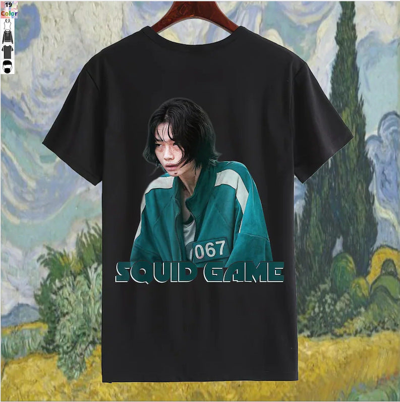 Squid Game Costume round Character Print Short Sleeve T-shirt