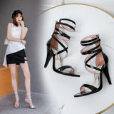 White Strappy Heels Roman Fashion Open Toe Sandals Spring and Summer High Heels