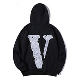Pop Smoke Hoodies Rose Print Loose Hooded plus Velvet