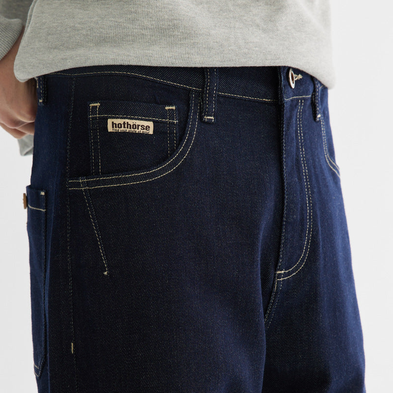 Men Jeans Dark Blue Jeans Spring Trend All-Match