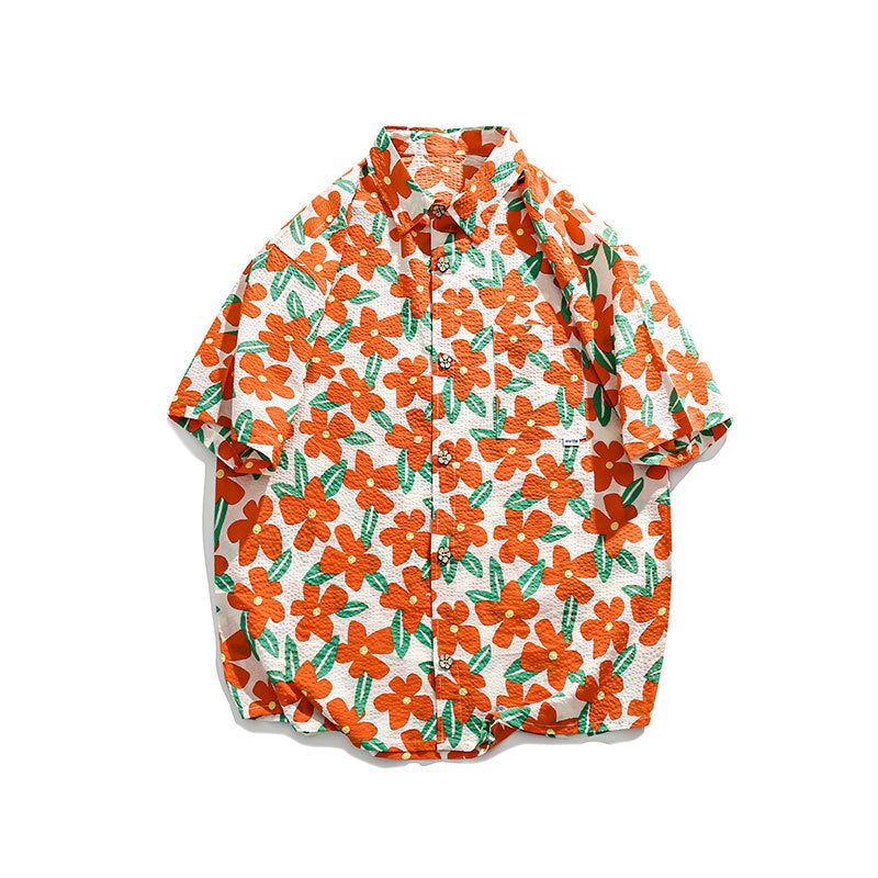 Men T Shitrs Full Printed Lapel