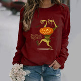 Halloween Costumes Halloween Pattern Printing Long Sleeve Crew Neck Sweater Female