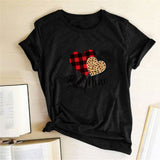 Valentine's Day T Shirts Couples Leopard Plaid Love Women's T-shirt Loose T-shirt