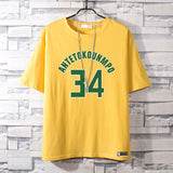Basketball Sports T Shirt Nba Stag No. 34 Basketball Sports Student Short Sleeve T-Shirt Men