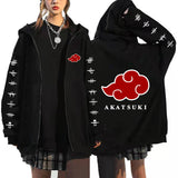 Anime Hoddies Naruto Print Zipper Sweatshirt Autumn and Winter Coat