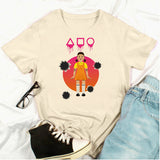 Squid Game Costume printed loose cotton round neck short sleeve t-shirt for women