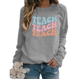 Merry and Bright Sweatshirts Teach Printed Crew Neck Sweatshirt Autumn and Winter Women's plus Size