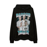 Man Fall Outfits Hip Hop Printed Hoodie Men's and Women's Pullover Black White Autumn and Winter