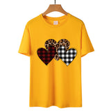 Valentine's Day T Shirts Couples Color Leopard Print Heart Printing Pullover Short Sleeve T-shirt