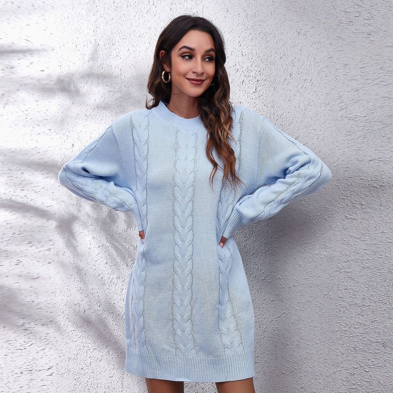 Sweater Dress Outfit with Tights 2 Pieces Set Woolen Skirt Women's Knitted Dress Loose