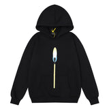 Kanye West Sunday Service Hoodie Autumn And Winter Match Stick Flame Fleece Hoodie Plus Size Loose