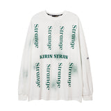 Man Fall Outfits Dark High Street Style Hand-Painted Graffiti Printing Long-Sleeved T-shirt Men's Top